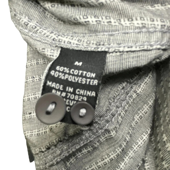 Carbon Slim Fit Long Sleeve Button Shirt Men's Size Medium Gray Front Pockets - Picture 7 of 8